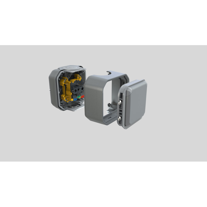 Legrand Plexo - LOT de 10 prises de courant 2P+T - 16A - 250V - composable - étanche - IP55/IK08 - Gris - Réf : 069551Lx10