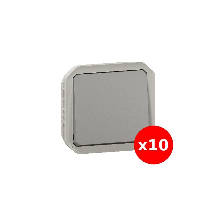 Legrand Plexo - LOT de 10 interrupteurs ou Va-et-Vient - composable - étanche 10A - 250V - IP55/IK08 - Réf : 069511Lx10