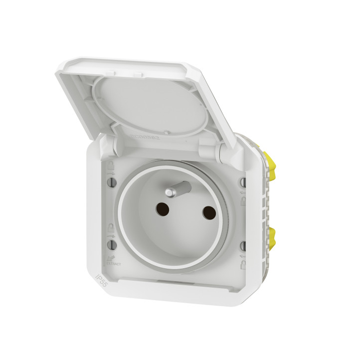 Legrand Plexo - LOT de 10 prises de courant 2P+T - 16A - 250V - composable - étanche - IP55/IK08 - Blanc - Réf : 069621Lx10