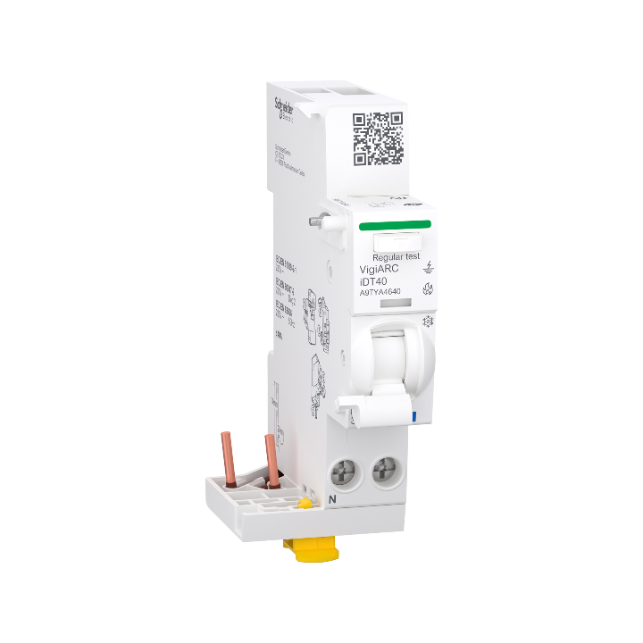 Schneider - Acti9 iDT40 - Disjoncteur 40A + Module détecteur arc différentiel 30mA ASI 1PN 40A - Réf : A9P22640+A9TYA4640