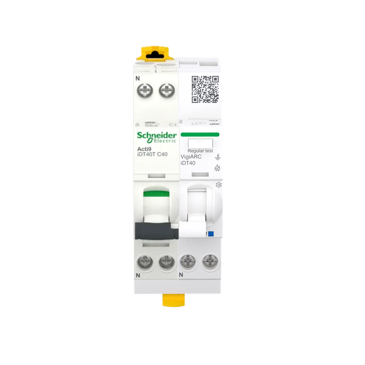 Schneider - Acti9 iDT40 - Disjoncteur 40A + Module détecteur arc différentiel 30mA ASI 1PN 40A - Réf : A9P22640+A9TYA4640