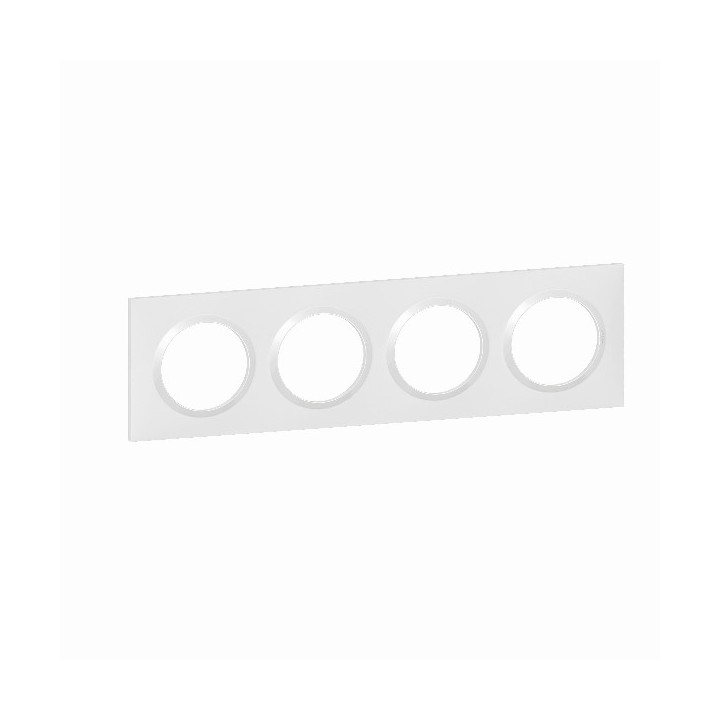Legrand - Plaque de Finition carrée 4 Postes Dooxie - finition Blanc - Réf : 600804