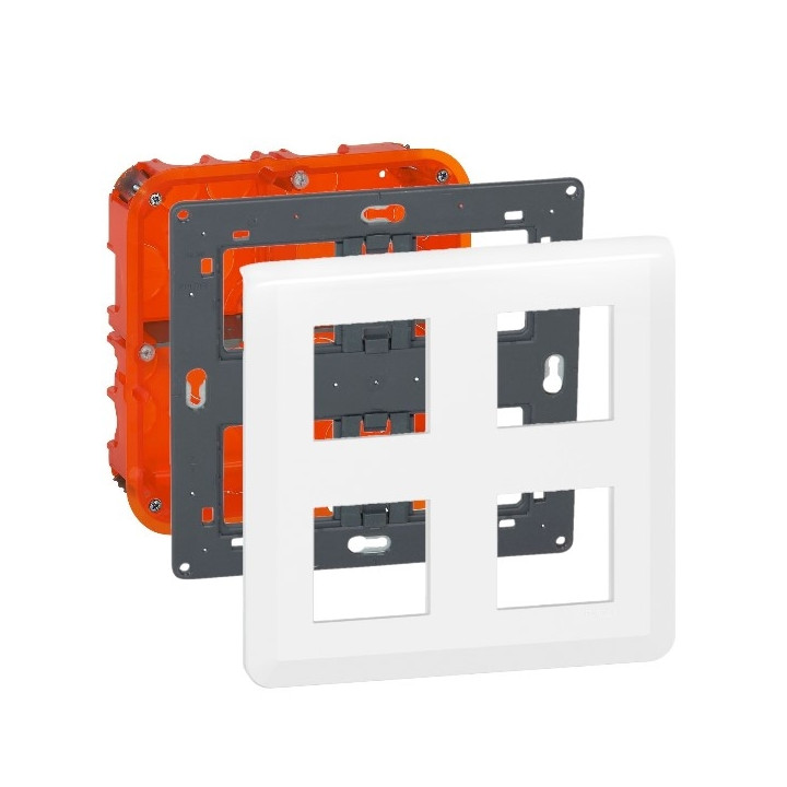 Legrand Mosaic - Kit poste de travail 2 x 2 x 2 modules - Encastré - Blanc - Réf : 080124+080264+078838L