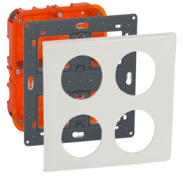 Legrand Céliane - Kit poste de travail complet 2 x 2 postes - Encastré - Blanc - Réf : 80264+068608+80124