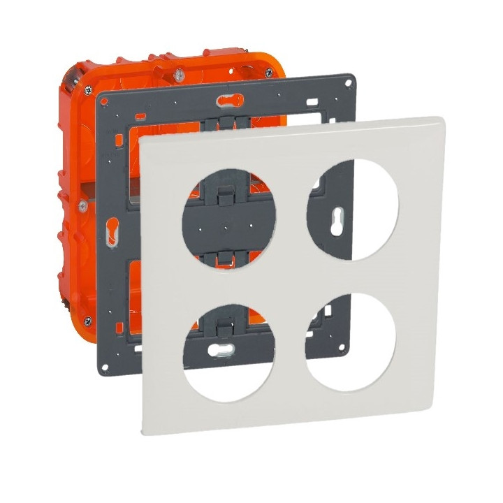 Legrand Céliane - Kit poste de travail complet 2 x 2 postes - Encastré - Blanc - Réf : 80264+068608+80124