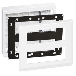 Legrand Mosaic - Kit poste de travail 2 x 10 modules - Saillie - Blanc - Réf : 080278+080268+078828L