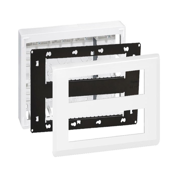 Legrand Mosaic - Kit poste de travail 2 x 10 modules - Saillie - Blanc - Réf : 080278+080268+078828L