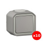 Legrand - LOT de 10 Interrupteurs / Va-et-vient étanche Plexo Saillie - 10AX - 250V - IP55 - IK08 - Gris - Réf : 069711Lx10