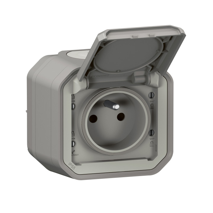 Legrand - LOT de 10 prises de courant 2P+T 16A étanche Plexo Saillie- IP55/IK08 - Gris - Réf : 069731Lx10