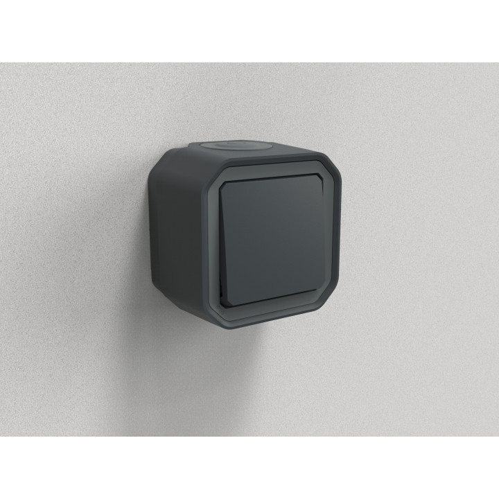 Legrand - LOT de 10 interrupteurs/va-et-vient étanche Plexo - saillie 10AX - 250V - IP55 - Anthracite - Réf : 069761Lx10