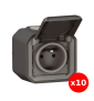 Legrand - LOT de 10 prises de courant 2P+T 16A étanche Plexo Saillie - IP55/IK08 - 250V - Anthr - Réf : 069791Lx10