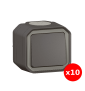 Legrand - LOT de 10 interrupteurs/va-et-vient étanche Plexo - saillie 10AX - 250V - IP55 - Anthracite - Réf : 069761Lx10