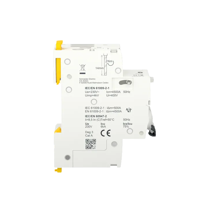 Schneider - Disjoncteur différentiel Acti9 iDD40T - Type A-SI - 1P+N - 4,5/6kA - 30mA - 16A - courbe C - Réf : A9DB2616
