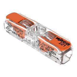 Wago - Boîte de 60 Bornes auto fils souples/rigides x 1 (0,2 à 4 mm2) - Réf : 221-2411
