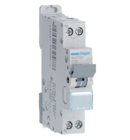 HAGER - Disjoncteur - 1P+N - 20A - VIS/VIS - Courbe C - 6KA - Réf : MJT720