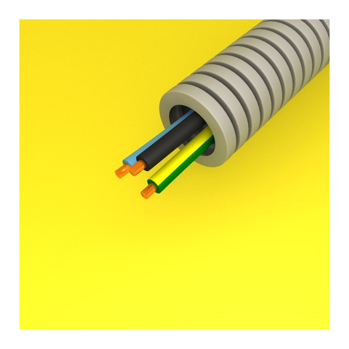 Preflex - Gaine électrique ICTA préfilée - diamètre 16 mm -  3G1,5 mm² - B/N/VJ - rouleau 100 m - Réf : PFG16E31502