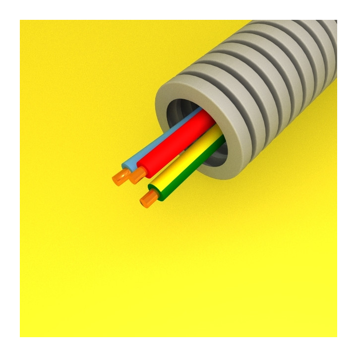 Preflex - Gaine électrique ICTA préfilée - diamètre 25 mm - 3G6 mm² - B/R/VJ - rouleau 50 m - Réf : PFG25EVR36001
