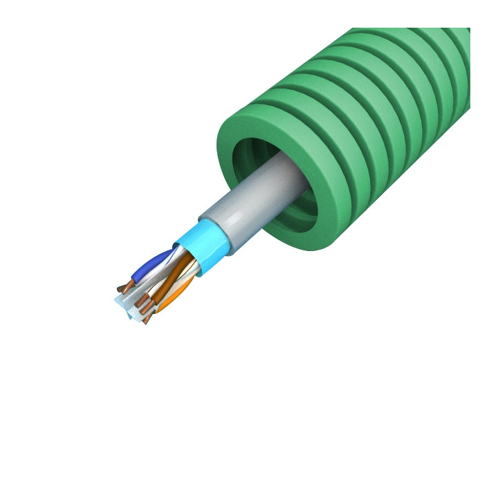 Preflex - Gaine électrique ICTA préfilée - diamètre 20 mm - Catégorie 6 FTP - rouleau 100 m - Réf : PFV20EFTP6