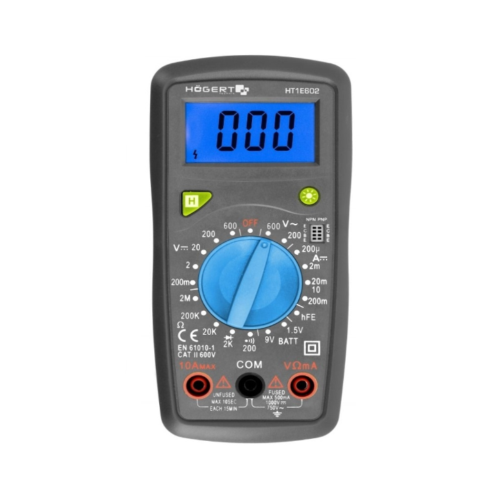 Hogert - Multimètre numérique universel - Cat 3 - 600V - Réf : HT1E602