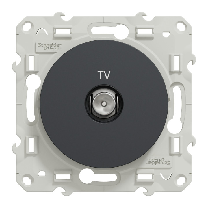 Schneider - Prise simple TV Odace - Anthracite - Antenne - Bornes auto - Réf : S540445