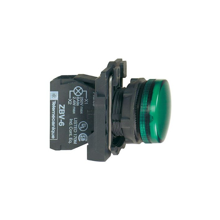 Schneider - Harmony voyant rond Ø22 - IP66 - vert - LED intégrée - 24V - Réf : XB5AVB3