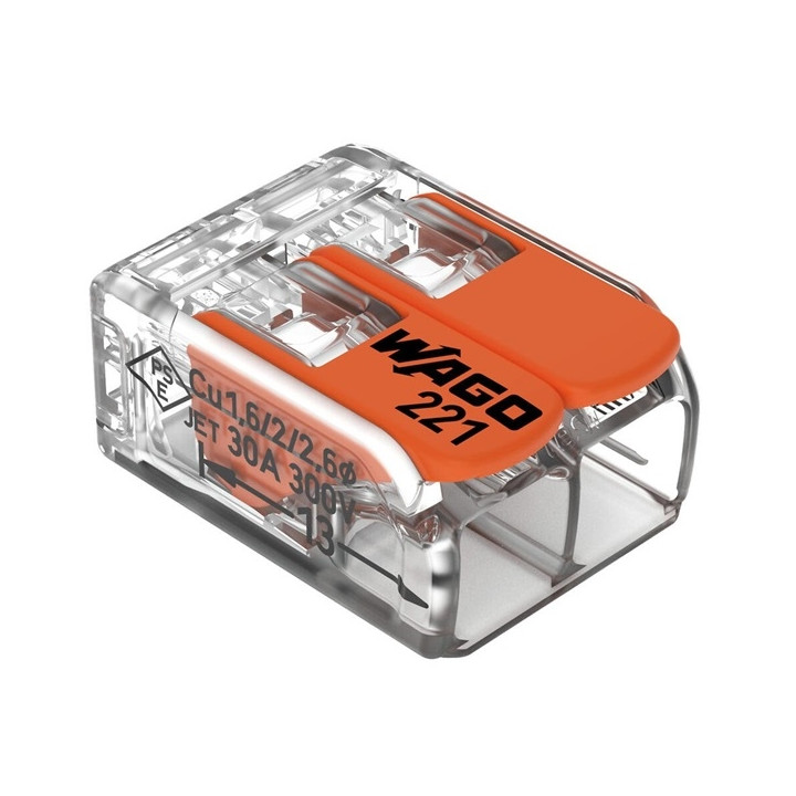 WAGO - Boîte de 50 Bornes auto fils Souple / Rigide 2 x (0.5 à 6mm2) - Réf.: WAG 221-612