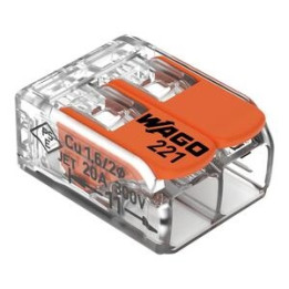 WAGO - Boîte de 100 Bornes auto fils Souple / Rigide 2 x (0.08 à 4mm2) - Réf.: WAG 221-412