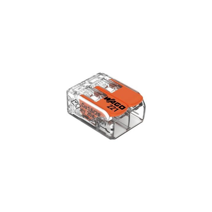 WAGO - Boîte de 100 Bornes auto fils Souple / Rigide 2 x (0.08 à 4mm2) - Réf.: WAG 221-412