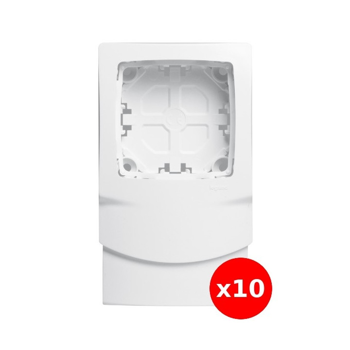 Legrand Oteo - Cadre Appareillage saillie 1 poste pose le long des moulures DLPlus épaisseur 12,5mm - blanc - Réf : 031404Lx10
