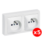 Legrand Oteo - LOT de 5 doubles prises de courant 2P+T 16A - 230V - AUTO - Réf : 086076x5