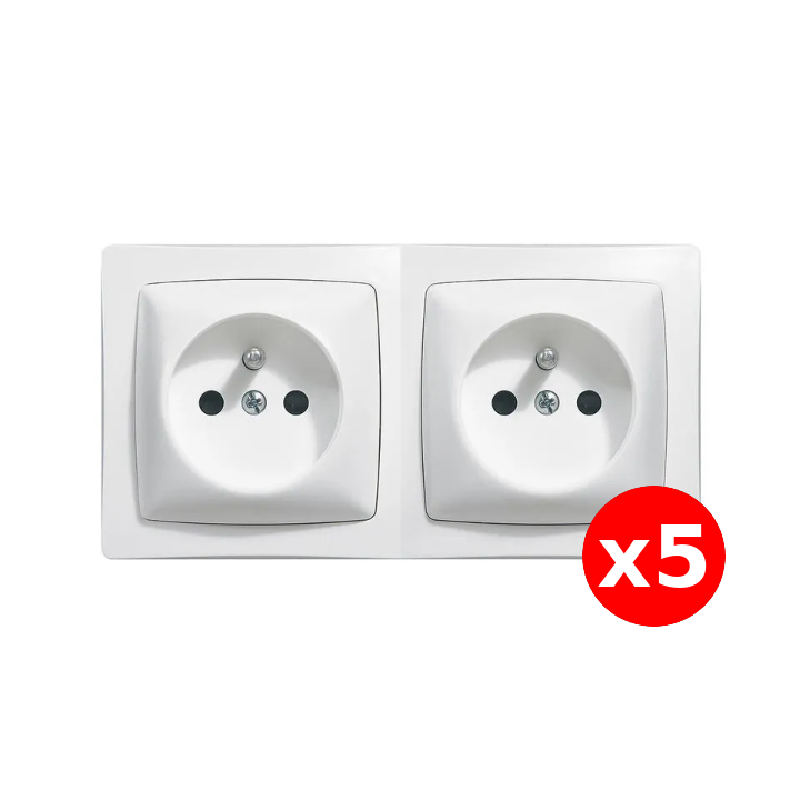 Legrand Oteo - LOT de 5 doubles prises de courant 2P+T 16A - 230V - AUTO - Réf : 086076x5