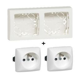 Legrand Oteo - LOT Cadre saillie 2 postes + 2xPC 2P+T 16A - Réf : 086092+086127x2