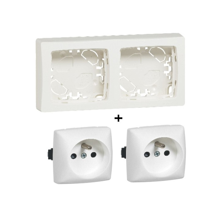 Legrand Oteo - LOT Cadre saillie 2 postes + 2xPC 2P+T 16A - Réf : 086092+086127x2