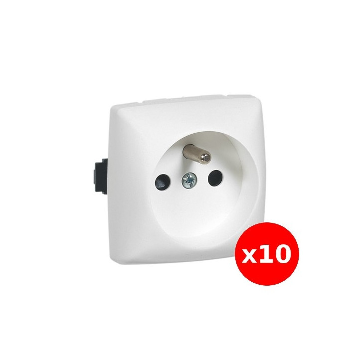 Legrand Oteo - LOT de 10 Prises de courant 2P+T composable 16A - 230V - Réf : 086127x10