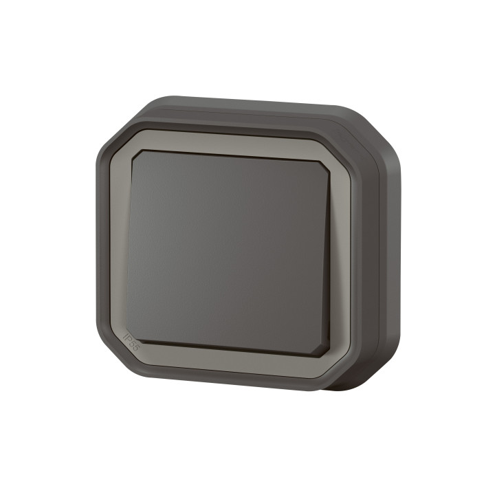 Legrand - Plexo - Interrupteur ou Va-et-Vient - encastré - anthracite - 10A - 250V - IP55/IK08 - Réf : 069881L