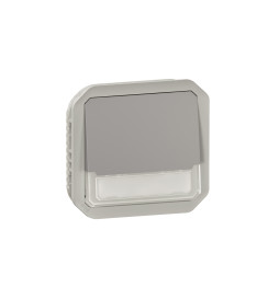 Legrand - Plexo - Poussoir lumineux porte-étiquette avec voyant - composable - gris - 10A - 250V - IP55/IK08 - Réf : 069544L
