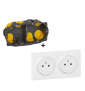 Legrand Dooxie - PC 2x2P+T 16A pré-câblé + plaque + boîte batibox BBC - 600332+600802+080022L