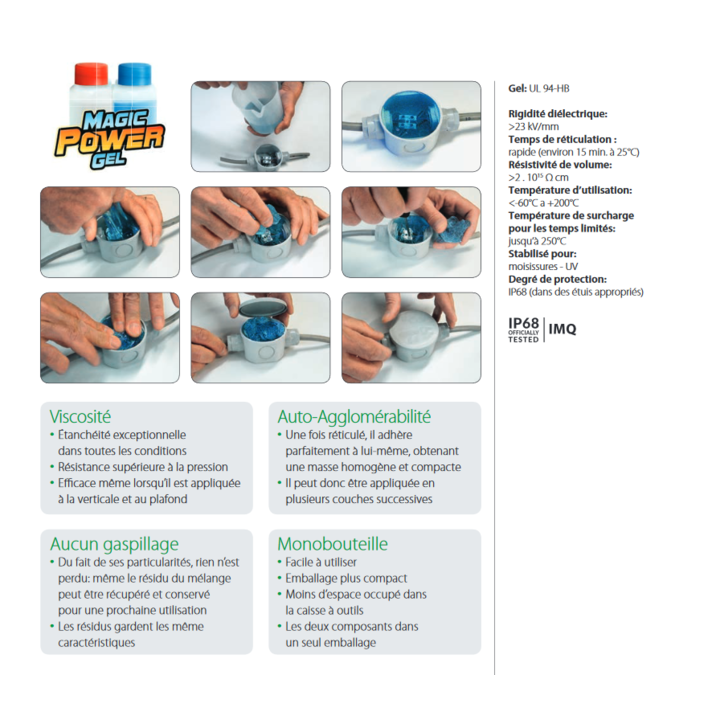 Ray Tech - Magic power Gel -500mL - Gel isolant et d étanchéité - 1 seule bouteille bi-composant - MPG500