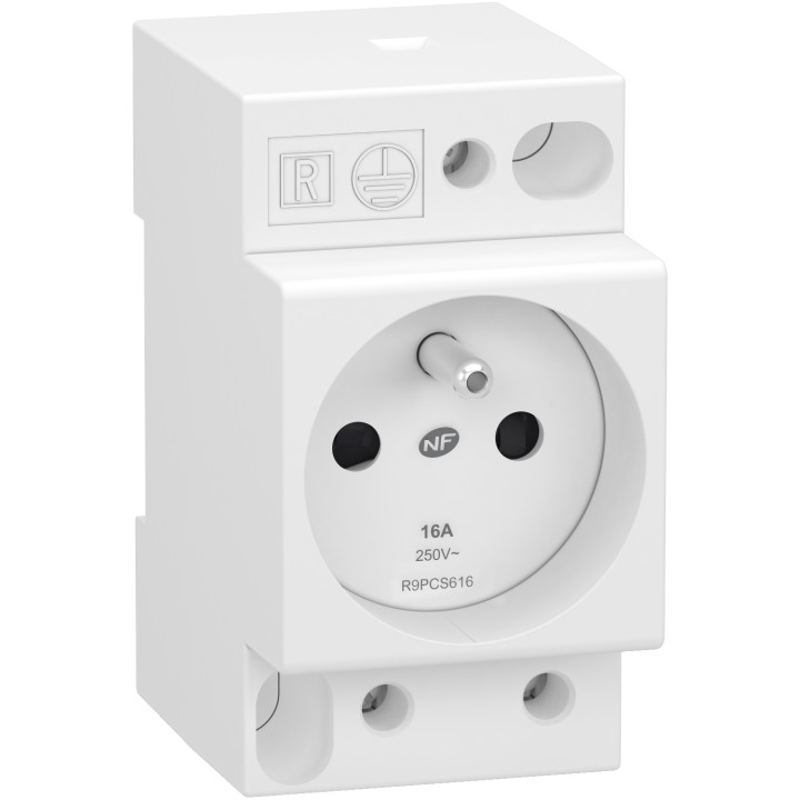 Schneider - Resi9 XP - Prise de courant 2P+T 16A - 250V - Réf : R9PCS616