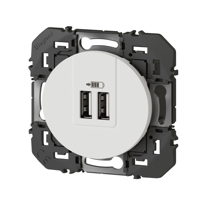 Legrand - Dooxie - Double chargeur USB Type-A - 2,4A - Finition Blanc - Réf : 600343