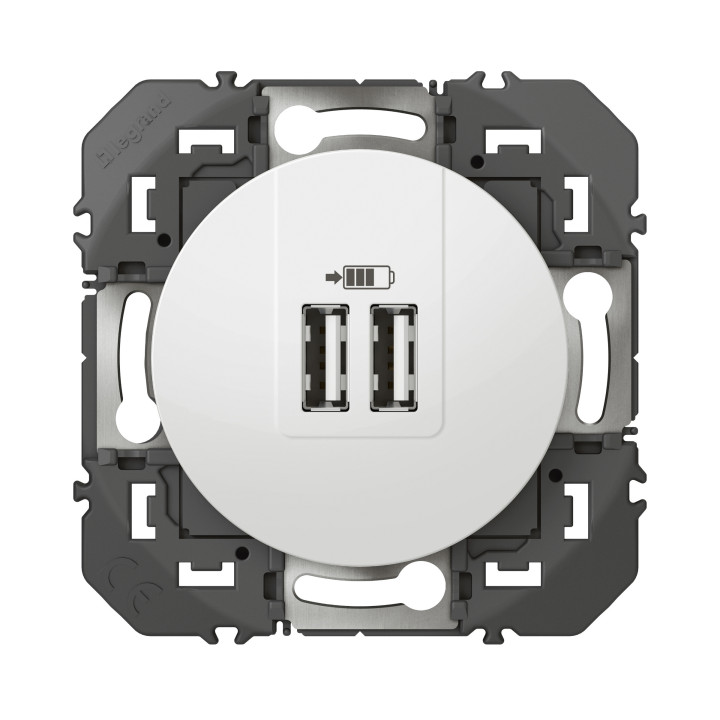 Legrand - Dooxie - Double chargeur USB Type-A - 2,4A - Finition Blanc - Réf : 600343