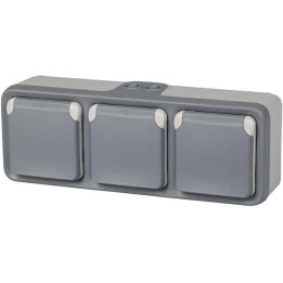 Legrand Plexo - Triple prise de courant 2P+T 16A 230V - horizontal - IP55/IK07 - 069680+069564