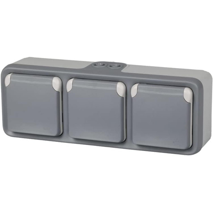 Legrand Plexo - Triple prise de courant 2P+T 16A 230V - horizontal - IP55/IK07 - 069680+069564