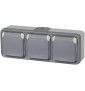 Legrand Plexo - Triple prise de courant 2P+T 16A 230V - horizontal - IP55/IK07 - 069680+069564