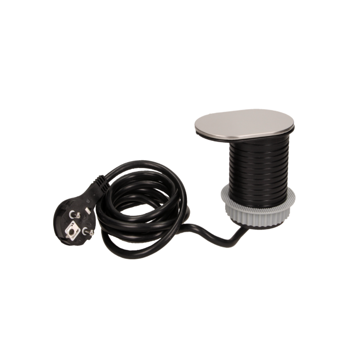 GTV Lighting - Multiprise encastrable SLIDE - 1 x PC 2P+T + 1 x USB Type A et C - Ø60mm - Aluminium - Réf.: AE-BPW1S1UCH-51N