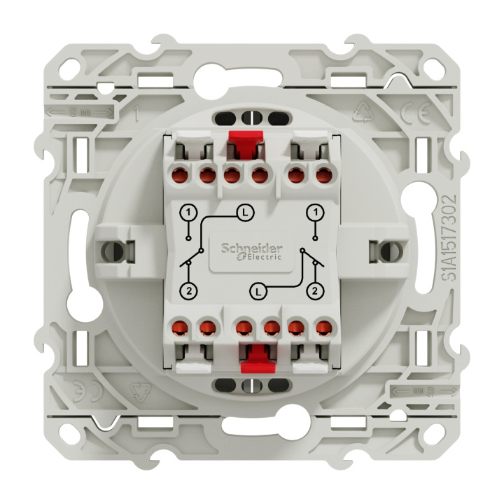 Schneider Odace - Double Va-et-vient Complet - 10A - 250V - Réf : S520214+ S520702