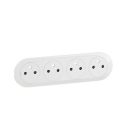 Legrand - Céliane 2024 - Enjoliveur pour prise de courant fort précâblée - 4 x 2P+T - Blanc - Réf : CB0114