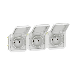 Legrand Plexo - Triple prise 2P+T - 16A - 230V - composable - précâblée - horizontale - IP55/IK07 - Réf : 069644L