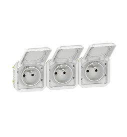 Legrand - Plexo - Triple prise 2P+T - 16A - 230V - composable - précâblée - horizontale - IP55/IK07 - Réf : 069644L