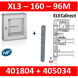 Legrand - Coffret 96 modules - 4 rangées de 24M + peigne vertical tétra 4P - XL3 160 - 401804+405034
